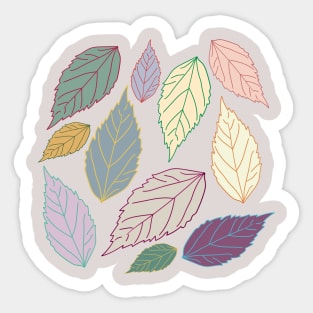 Assorted soft bright colors leaves Sticker